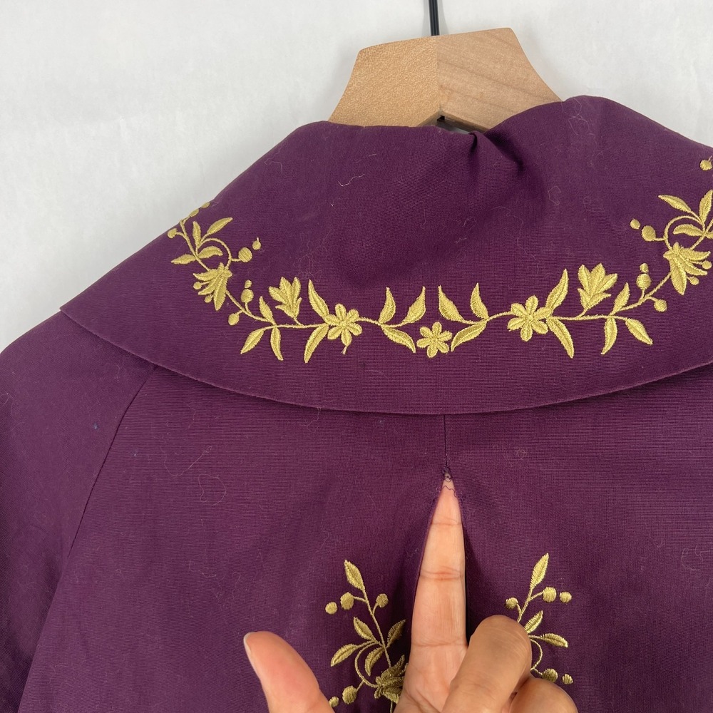 Anthropologie Odille Bolero Jacket Women's 2 Purple Gold Embroidered Cotton - Picture 9 of 16